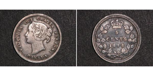 5 Cent Canada Argento Vittoria (1819 - 1901)