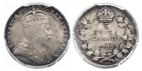 5 Cent Canada Argento Edoardo VII (1841-1910)