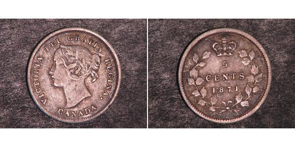 5 Cent Canada Argento Vittoria (1819 - 1901)