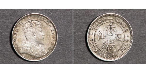 5 Cent Hong Kong Argento Edoardo VII (1841-1910)