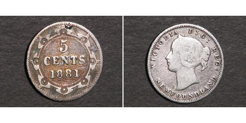 5 Cent Terranova e Labrador Argento Vittoria (1819 - 1901)