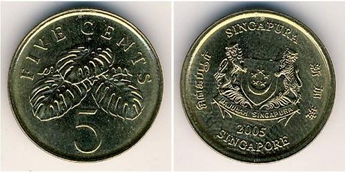 5 Cent Singapore Brass 