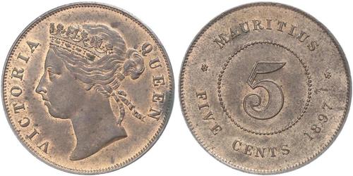 5 Cent Maurice Bronze Victoria (1819 - 1901)