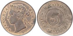 5 Cent Mauritius Bronze Victoria (1819 - 1901)