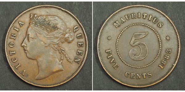 5 Cent Mauritius Bronze Victoria (1819 - 1901)