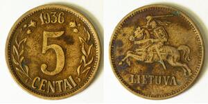 5 Cent Lituania (1991 - ) Bronzo 