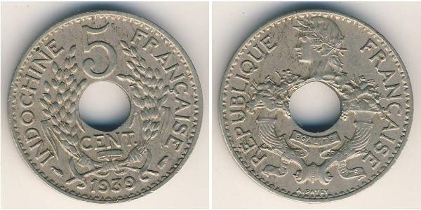 5 Cent Indocina francese (1887-1954) Bronzo/Nichel 