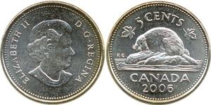 5 Cent Canadá Cobre Isabel II (1926-2022)