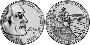 5 Cent USA (1776 - ) Copper/Nickel Thomas Jefferson (1743-1826)