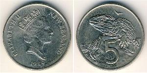 5 Cent Nouvelle-Zélande Cuivre/Nickel Elizabeth II (1926-2022)