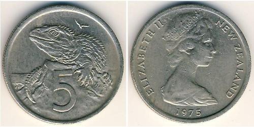 5 Cent Nouvelle-Zélande Cuivre/Nickel Elizabeth II (1926-2022)