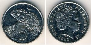 5 Cent Neuseeland Kupfer/Nickel Elizabeth II (1926-2022)