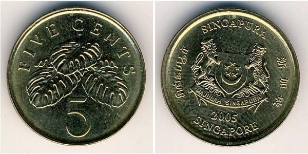 5 Cent Singapur Messing 
