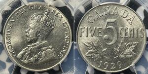 5 Cent Canada Nichel Giorgio V (1865-1936)