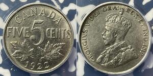 5 Cent Canada Nichel Giorgio V (1865-1936)