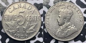 5 Cent Canada Nickel George V of the United Kingdom (1865-1936)