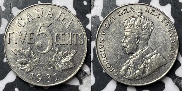 5 Cent Canada Nickel George V of the United Kingdom (1865-1936)