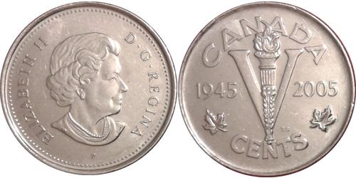 5 Cent Kanada Nickel Elizabeth II (1926-2022)