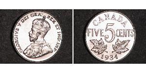 5 Cent Canadá Níquel Jorge V (1865-1936)