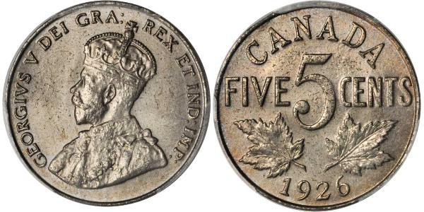5 Cent Canadá Níquel Jorge V (1865-1936)