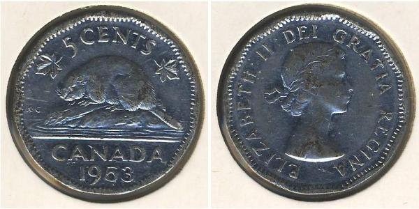 5 Cent Canadá Níquel/Cobre Isabel II (1926-2022)