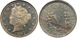 5 Cent Estados Unidos de América (1776 - ) Níquel/Cobre 