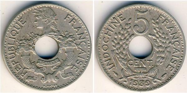 5 Cent Indochina francesa (1887-1954) Níquel/Cobre 