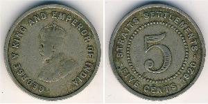 5 Cent Straits Settlements (1826 - 1946) Níquel/Cobre Jorge V (1865-1936)