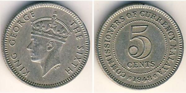 5 Cent Unión Malaya (1946 - 1948) Níquel/Cobre 
