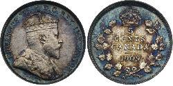 5 Cent Canadá Plata Eduardo VII (1841-1910)