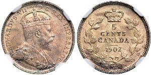 5 Cent Canadá Plata Eduardo VII (1841-1910)