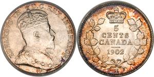 5 Cent Canadá Plata Eduardo VII (1841-1910)