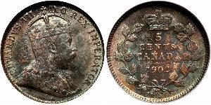 5 Cent Canadá Plata Eduardo VII (1841-1910)