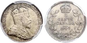 5 Cent Canadá Plata Eduardo VII (1841-1910)