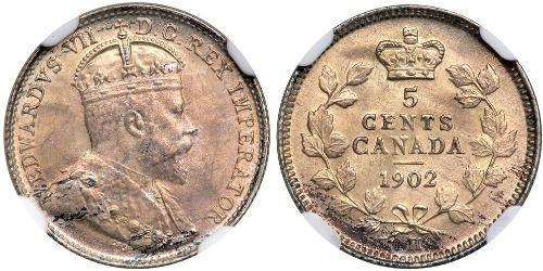 5 Cent Canadá Plata Eduardo VII (1841-1910)