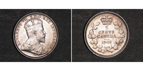 5 Cent Canadá Plata Eduardo VII (1841-1910)