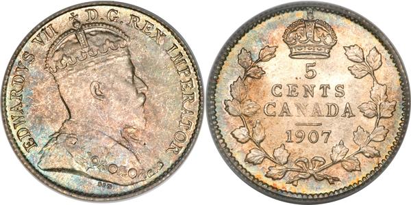 5 Cent Canadá Plata Eduardo VII (1841-1910)