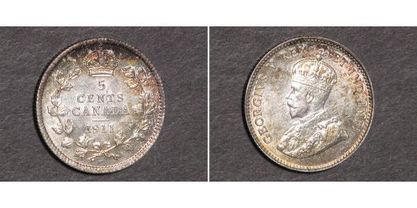 5 Cent Canadá Plata Jorge V (1865-1936)