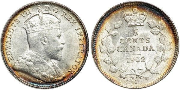 5 Cent Canadá Plata Eduardo VII (1841-1910)