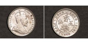 5 Cent Hong Kong Plata Eduardo VII (1841-1910)