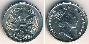 5 Cent Australia (1939 - ) Rame/Nichel Elisabetta II (1926-2022)