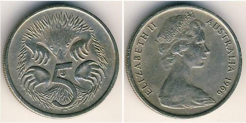 5 Cent Australia (1939 - ) Rame/Nichel Elisabetta II (1926-2022)