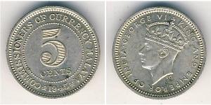 5 Cent Federated Malay States (1895 - 1946) Rame/Nichel Giorgio VI (1895-1952)