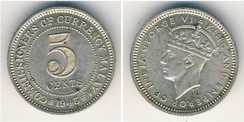 5 Cent Federated Malay States (1895 - 1946) Rame/Nichel Giorgio VI (1895-1952)