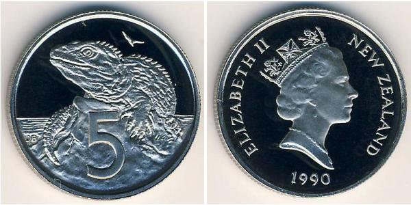 5 Cent Nuova Zelanda Rame/Nichel Elisabetta II (1926-2022)