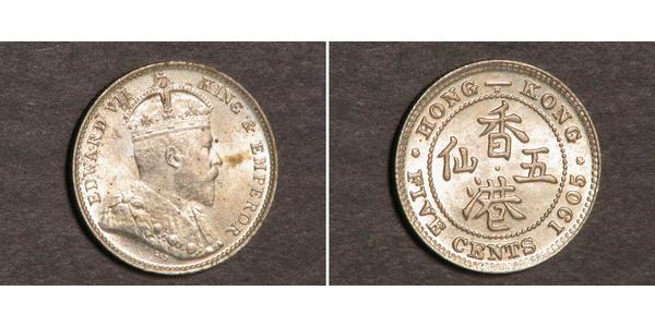 5 Cent Hongkong Silber Eduard VII (1841-1910)