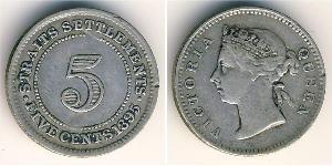 5 Cent Straits Settlements (1826 - 1946) Silber Victoria (1819 - 1901)