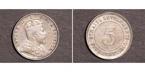 5 Cent Straits Settlements (1826 - 1946) Silber Eduard VII (1841-1910)