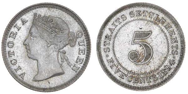 5 Cent Straits Settlements (1826 - 1946) Silber Victoria (1819 - 1901)