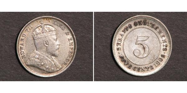 5 Cent Straits Settlements (1826 - 1946) Silber Eduard VII (1841-1910)